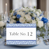 Blue Florentine Wedding Table Card Tischnummer