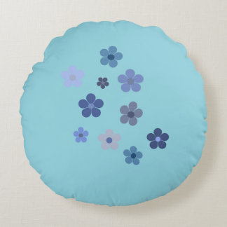 Blue Floural Rundes Kissen