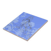 Blue Flower Barrel Racer Fliese (Seite)