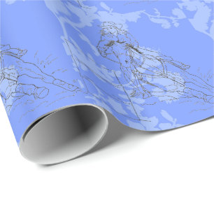Blue Flower Barrel Racer Geschenkpapier