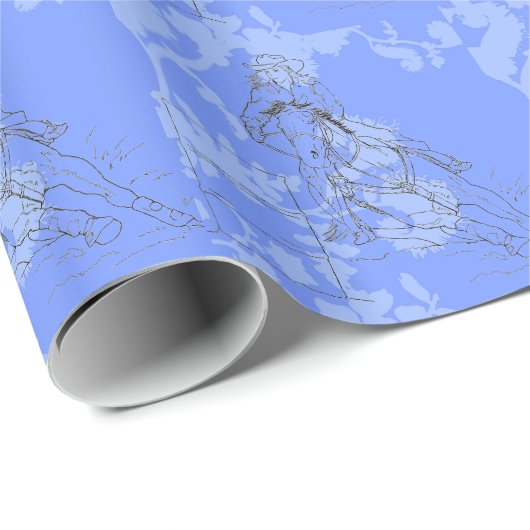 Blue Flower Barrel Racer Geschenkpapier (Rolleneckpunkt)