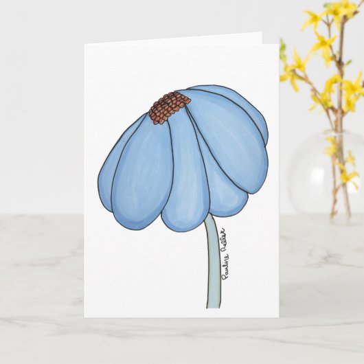 Blue Flower Blank Karte (Gelbe Blume)