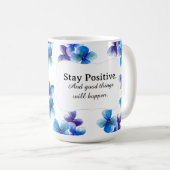 Blue flower coffee mug positive statement  kaffeetasse (VorderseiteRechts)