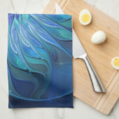 Blue Flower Fantasy Pattern, Abstract Fractal Art Geschirrtuch (Viertel Falte)