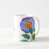 Blue Flower Halftone Fine Art Kaffeetasse (VorderseiteRechts)