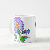 Blue Flower Halftone Fine Art Kaffeetasse (Vorderseite Links)
