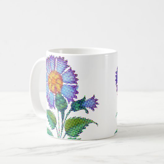 Blue Flower Halftone Fine Art Kaffeetasse (Vorderseite Links)