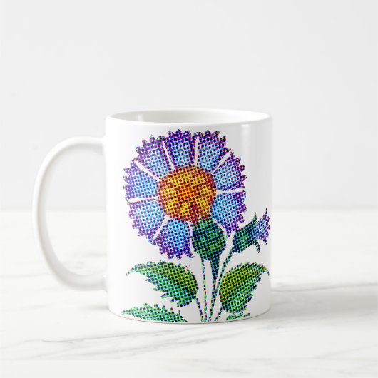 Blue Flower Halftone Fine Art Kaffeetasse (Links)
