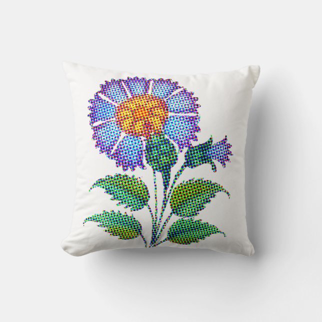 Blue Flower Halftone Fine Art Kissen (Vorderseite)