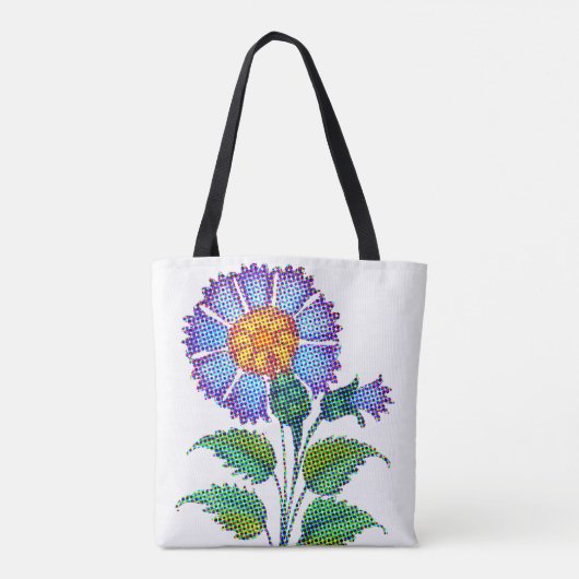 Blue Flower Halftone Fine Art Tasche (Rückseite)