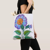 Blue Flower Halftone Fine Art Tasche (Von Nahem)