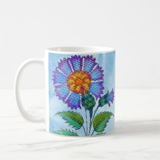 Blue Flower Halftone on Blue Fine Art Kaffeetasse (Links)