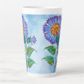 Blue Flower Halftone on Blue Fine Art Milchtasse (Vorderseite)