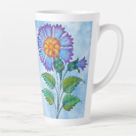Blue Flower Halftone on Blue Fine Art Milchtasse