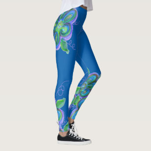 Blue Flower Leggings