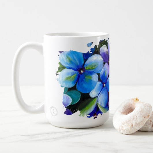 Blue flower Let your dream blossom mug Kaffeetasse (Mit Donut)