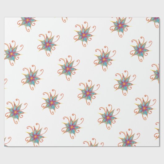 Blue Flower Mandala Geschenkpapier (Flach)