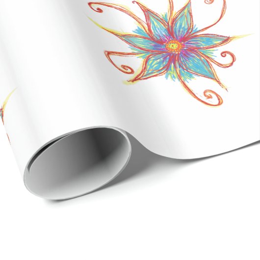 Blue Flower Mandala Geschenkpapier (Rolleneckpunkt)