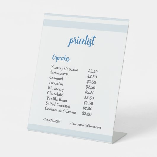  Blue Flower Mixer Cupcake Pricelist  Sockelschild (Vorderseite)