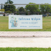 Blue Flower Mixer Small Bakery Logo Brand Banner (Insitu)