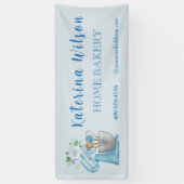 Blue Flower Mixer Small Bakery Logo Brand Banner (Vertikal)