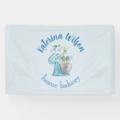  Blue Flower Mixer Small Bakery Logo Brand Banner (Horizontal)