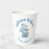  Blue Flower Mixer Small Bakery Logo Brand Pappbecher (Rückseite)