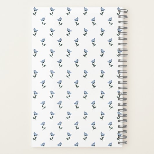 Blue Flower Personalized Journal Notebook Notizblock (Rückseite)