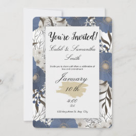 Blue Flower Wedding Invitation Einladung