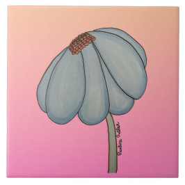 Blue Flower with pink background Fliese