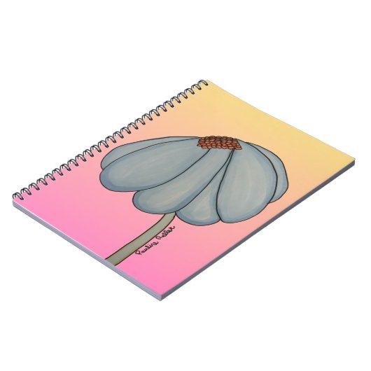 Blue Flower with pink background Notizblock (Linke Seite)