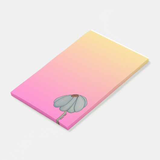 Blue Flower with Pink Background Post-it Klebezettel (angewinkelt)