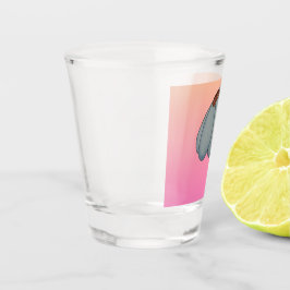 Blue flower with pink background schnapsglas