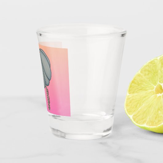 Blue flower with pink background schnapsglas (Rechts)