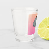 Blue flower with pink background schnapsglas (Links)