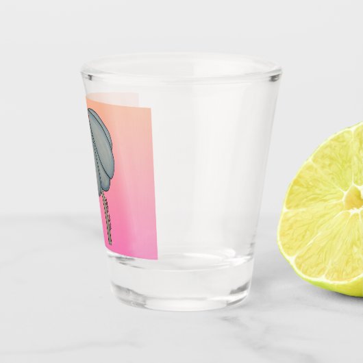 Blue flower with pink background schnapsglas (Rechts)