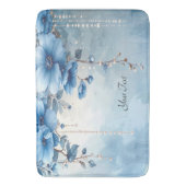 Blue Flowers and Pearls Bath Mat Badematte (Vorderseite Vertikal)