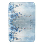 Blue Flowers and Pearls Bath Mat Badematte (Vorderseite Vertikal)
