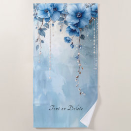 Blue Flowers and Pearls Beach Towel Strandtuch