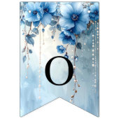Blue Flowers and Pearls Bunting Flag Wimpelkette (Zweite Fahne)