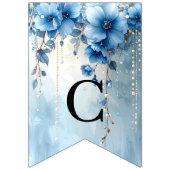 Blue Flowers and Pearls Bunting Flag Wimpelkette (Erste Fahne)