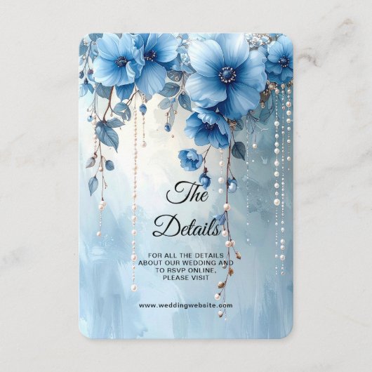 Blue Flowers and Pearls Detail Enclosure Begleitkarte (Vorderseite)
