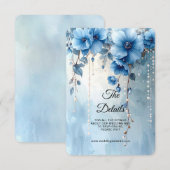 Blue Flowers and Pearls Detail Enclosure Begleitkarte (Vorne/Hinten)