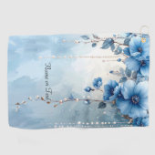Blue Flowers and Pearls Golf Towel Golfhandtuch (Horizontal)