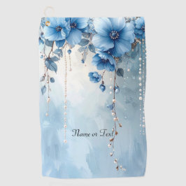 Blue Flowers and Pearls Golf Towel Golfhandtuch