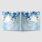 Blue Flowers and Pearls Guest Book Gästebuch (Voll)