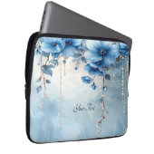Blue Flowers and Pearls Laptop Sleeve (Vorne Rechts)