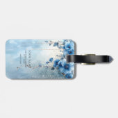 Blue Flowers and Pearls Luggage Tag Gepäckanhänger (Rückseite horizontal)