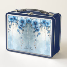 Blue Flowers and Pearls Lunch box