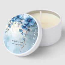 Blue Flowers and Pearls Mini Candle Favors